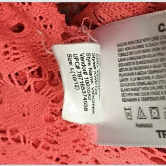 LEI Girls Laced Kimono Tangerine Top with underlaying tank top Sz 10/12 - Picture 3 of 3